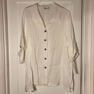 NWT Caroline Rose button down linen tunic - size 1X
